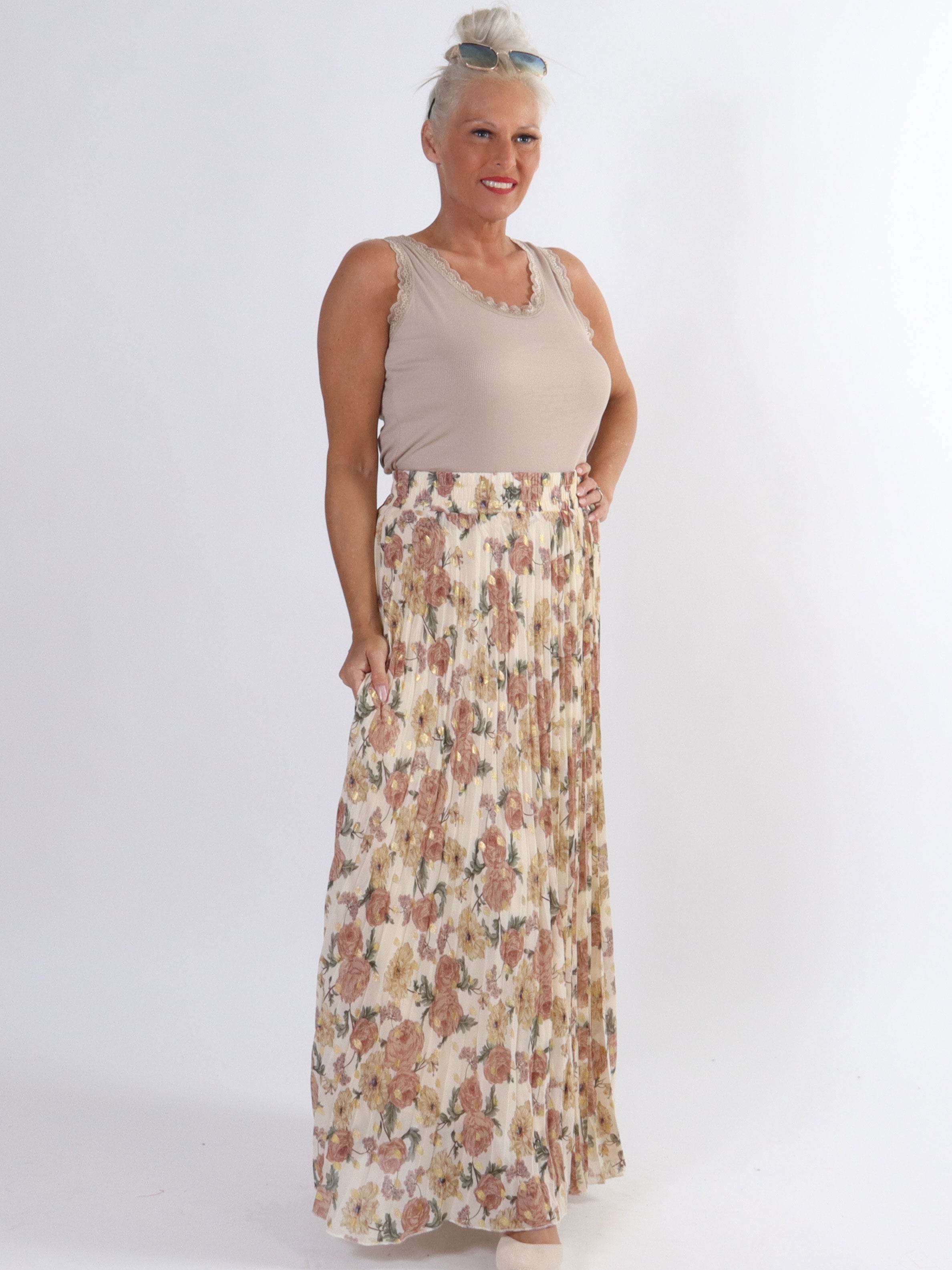 Josefine - Sød plisseret nederdel med blomsterprint
